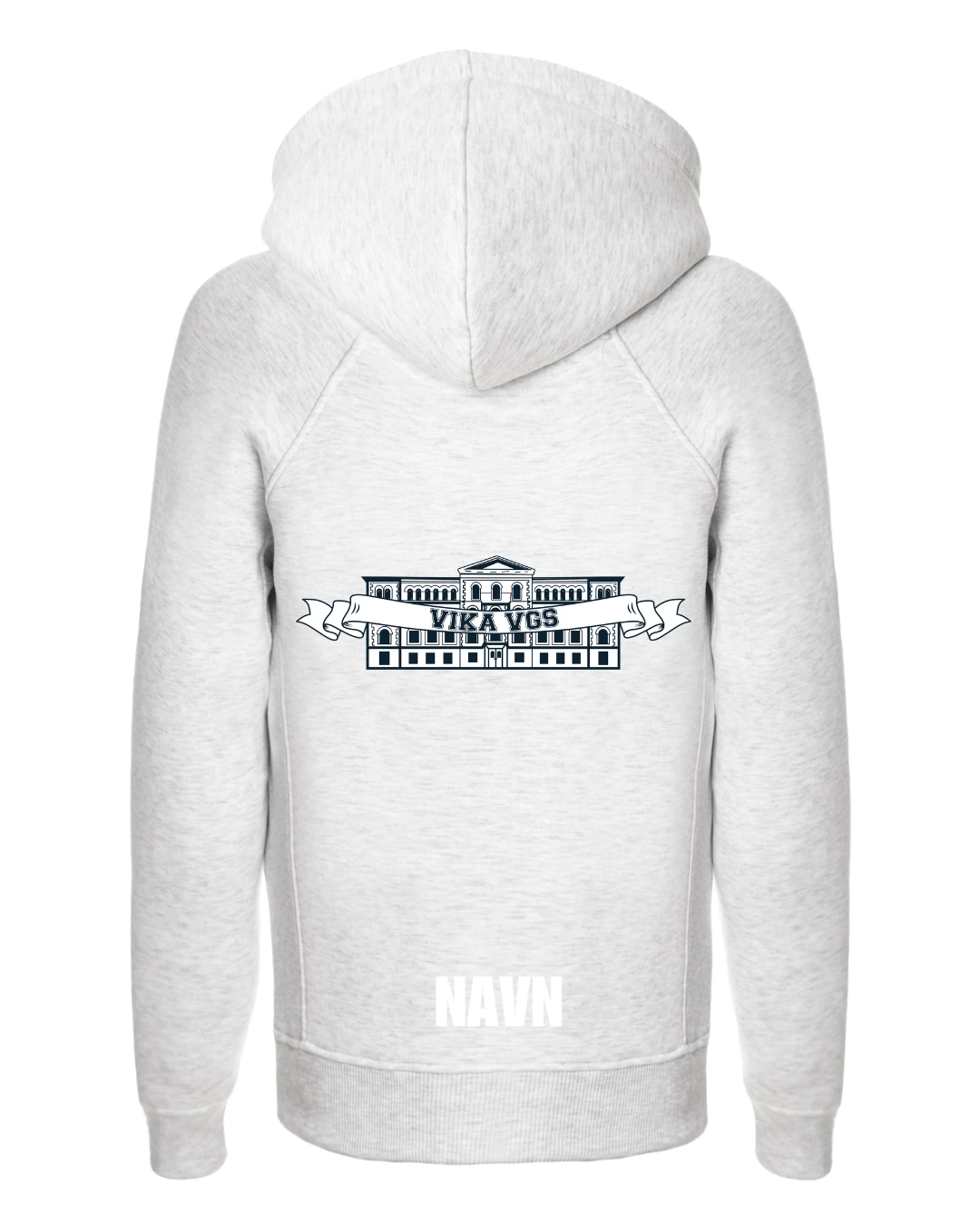 lys grå zip bak navn